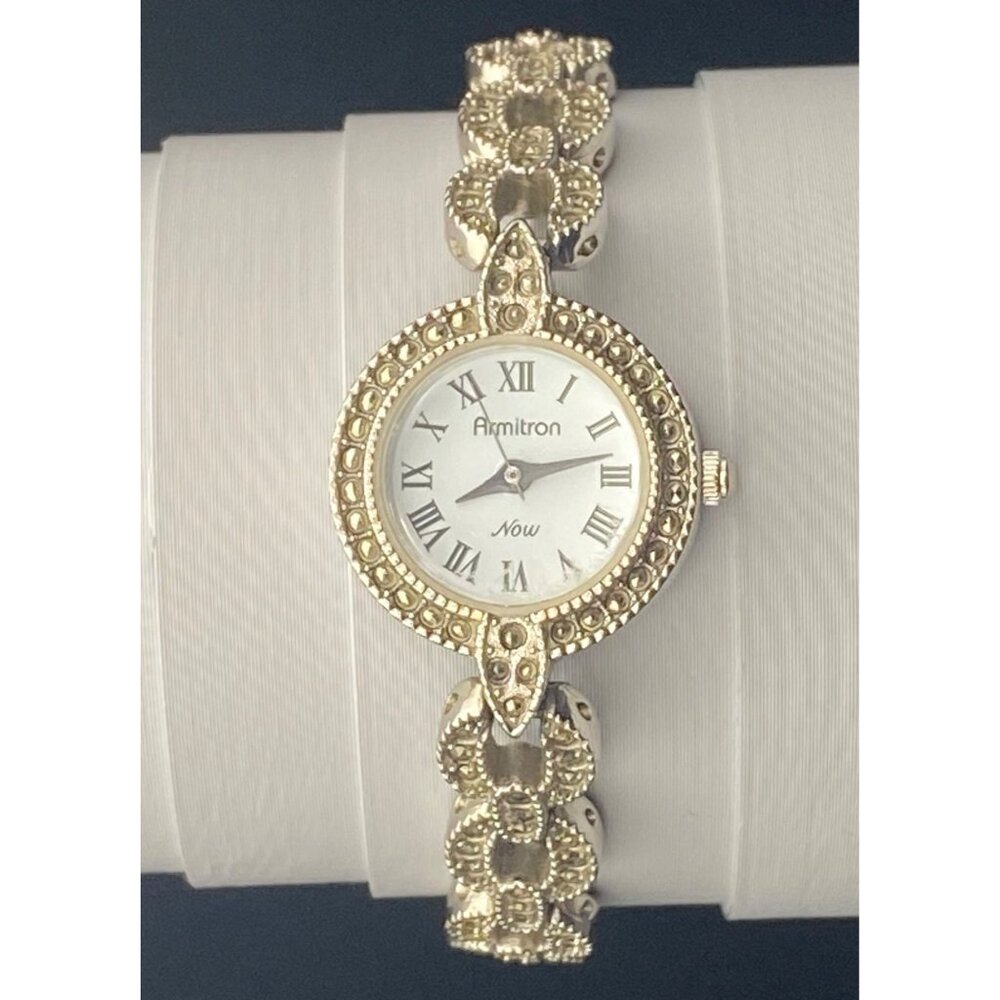 Armitron Now Womens Watch Marcasite Look Bracelet Silver-Tone New Battery Works - Picture 2 of 11
